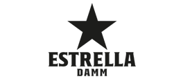 alt="logotip d'Estrella Damm. Enllaç a la pàgina web d'Estrella Damm"